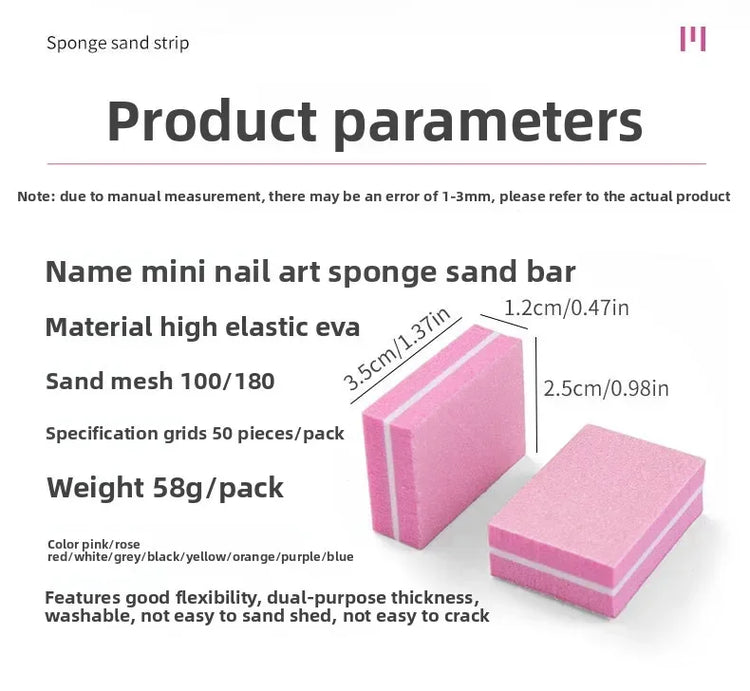 50pcs Lot Two-sided Mini Nail File Blocks Colorful Sponge Nail Buffer Block Nail Polishing Manicure Tools 100/180 Grit Wholesale 2026