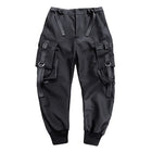 Hip Hop Tactical Cargo Pants Men Multi Pocket Ribbon Design Joggers Trousers 2023 Spring Functional Elastic Waist Pant Black