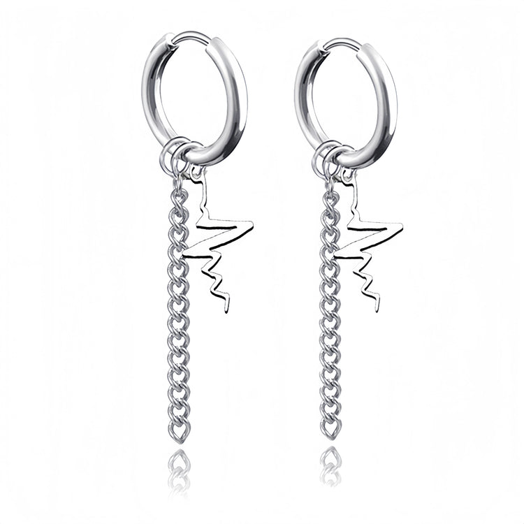 Long Hanging Crosses Leaves Pendants Hoops Woman Earrings Man Vintage Stainless steel Hip Hop Ear Piercing Jewelry Accessories PlatiNum