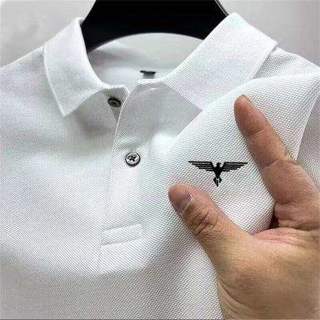 2025 New Men's Short sleeved Polo Shirt High end Fast drying Breathable Casual Fashion Business Sports Men's Clothing Summer PlatiNum