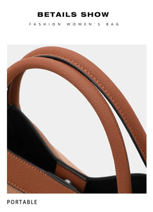 Borsa Tote in Tessuto a Righe con Bordi in Ecopelle, Manico Largo, Borsa a Spalla Grande per Uso Quotidiano e Pendolarismo