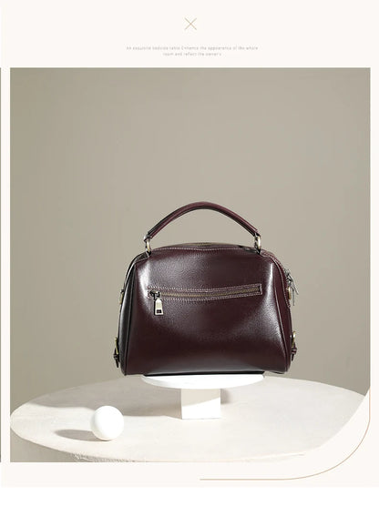 women's shoulder luxury  bags, Genuine Leather Crossbody Shoulder Bag, Retro Style Handbag with Dual Strap & Multiple Pockets