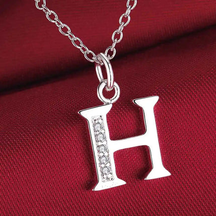 26 Letters 925 Sterling Silver Necklace Pendant Zircon For Women Exquisite Student Girlfriend Jewelry Accessories Wedding Gift PlatiNum