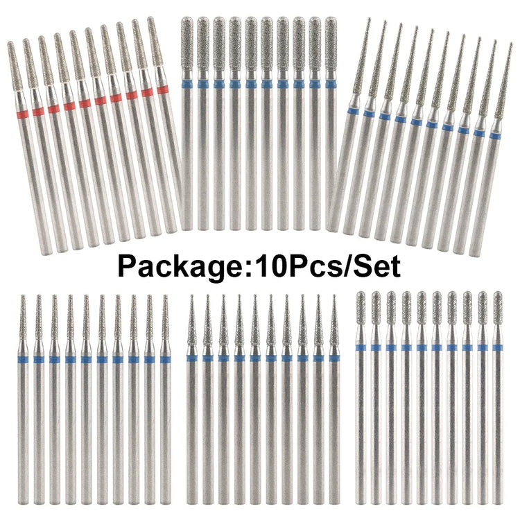 10Pcs Diamond Milling Cutter For Manicure Electric Nail Drill Bits Accessory Pedicure Machine Nail File Gel Remover Tool uñas Accesorios Y Herramientas