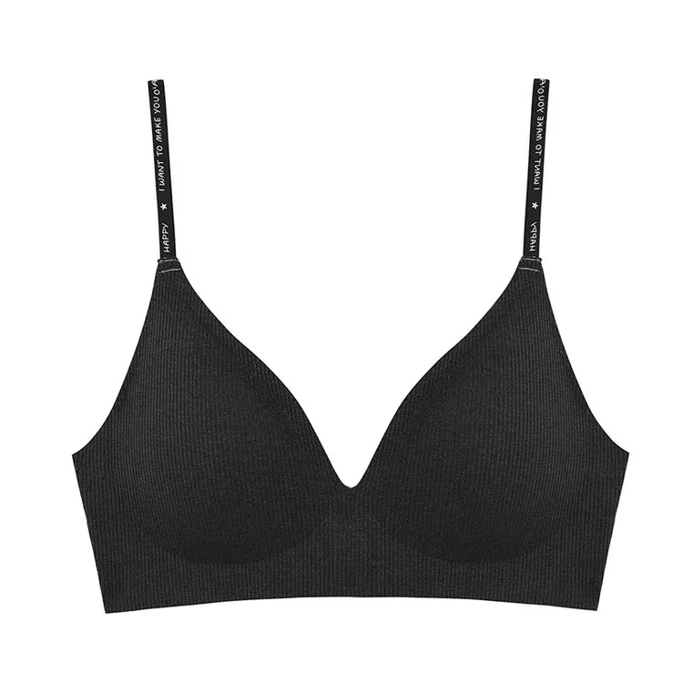 Women Sexy Seamless Bras Deep V Neck Bralette Lingerie Letter Strap Tops Push Up Underwear Wireless Brassiere For Female Bra