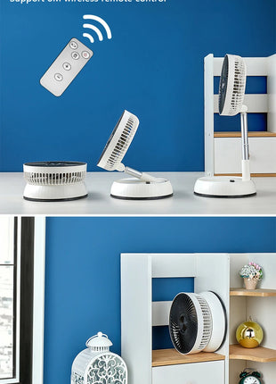 Ventilatore portatile oscillante in piedi con telecomando Ventilatore da tavolo pieghevole Ventilatore a piedistallo alimentato a batteria ricaricabile per il campeggio
