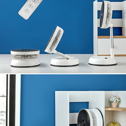Ventilatore portatile oscillante in piedi con telecomando Ventilatore da tavolo pieghevole Ventilatore a piedistallo alimentato a batteria ricaricabile per il campeggio