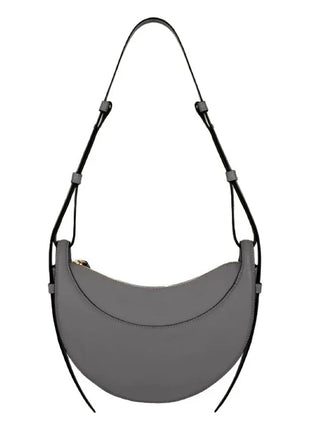 Borsa a tracolla a mezzaluna in pelle liscia, con tracolla regolabile, borsa a tracolla minimalista per l'uso quotidiano