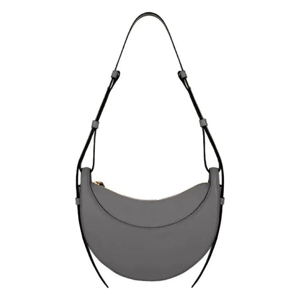 Borsa a tracolla a mezzaluna in pelle liscia, con tracolla regolabile, borsa a tracolla minimalista per l'uso quotidiano
