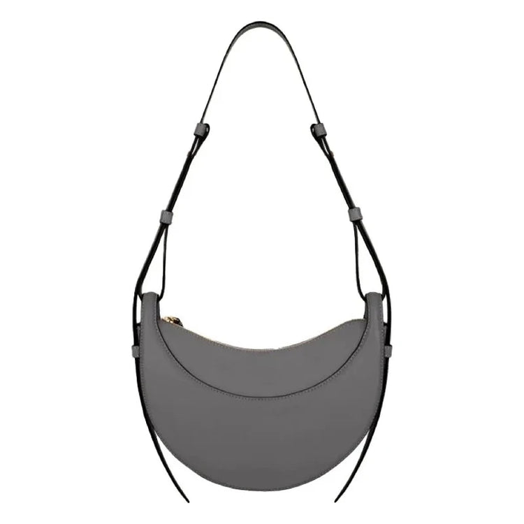 Borsa a tracolla a mezzaluna in pelle liscia, con tracolla regolabile, borsa a tracolla minimalista per l'uso quotidiano