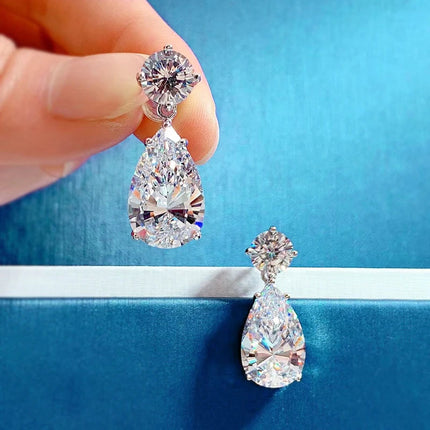 BXINY 19Carat All Moissanite Water Drop Earrings S925 Silver Pear Cut Diamond for Women Wedding Bride Gift Jewelry GRA Certified PlatiNum