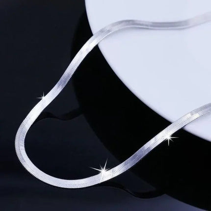 New 925 Sterling Silver fine 4MM Blade Chain Necklace for Women MEN Luxury wedding party Jewelry Best friend Holiday gifts PlatiNum