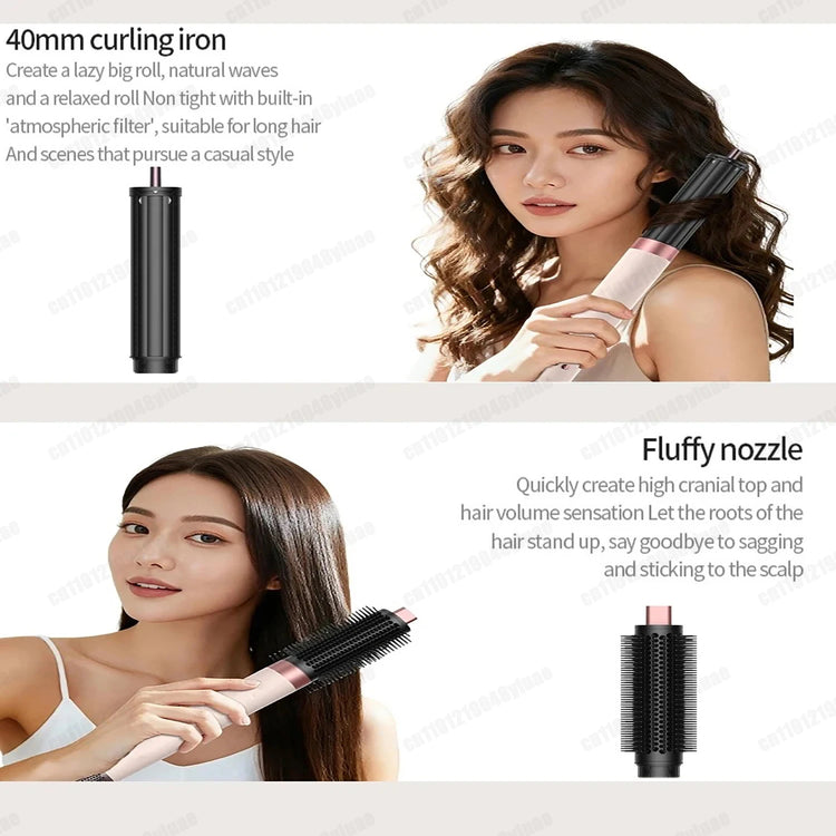Hot Air Dryer Brush Multil Hair Styler Hair Dryer 30/40mm Auto Curling Barrels and Hair Strightenting Nozzle Hot Air Brush Wrap