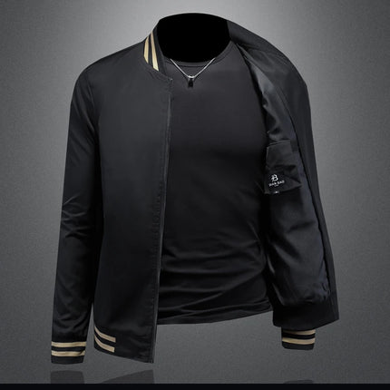 Minglu Spider Embroidery Men's Jackets High Quality Stand Collar Solid Color Sport Casual Spring Autumn Male Coats Plus Size 5XL