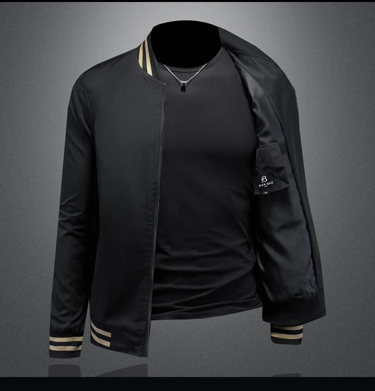 Minglu Spider Embroidery Men's Jackets High Quality Stand Collar Solid Color Sport Casual Spring Autumn Male Coats Plus Size 5XL