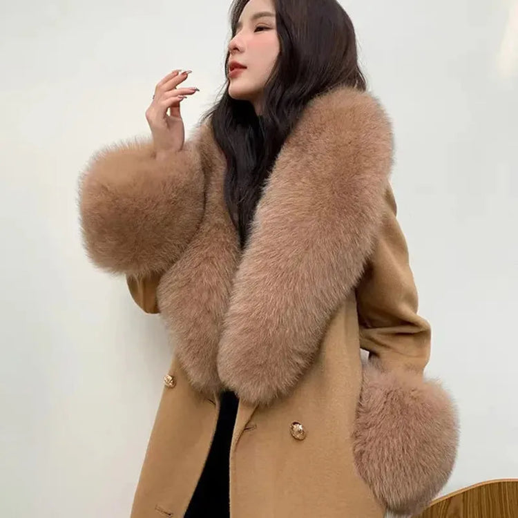 Luxury 2025 Real Fox Fur Collar And Cuffs Set for Women Winter Neck Warmer Fashion Scarf ShawlS Wrap Combo Large Size Furry Fur
