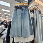 Jeans Larghi da Donna Vintage Estivi a Vita Alta in Denim Solido, Pantaloni Casual Streetwear a Gamba Larga, Jeans a Tre Quarti