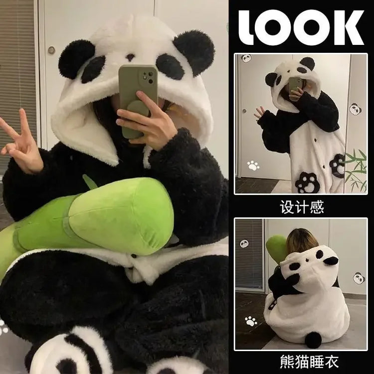 Cosplay Anime Winter Unisex The Panda Robes Costumes Cosplay Pajamas Adult Pyjamas Animal Sleepwear Jumpsuit Anime Party Clothes