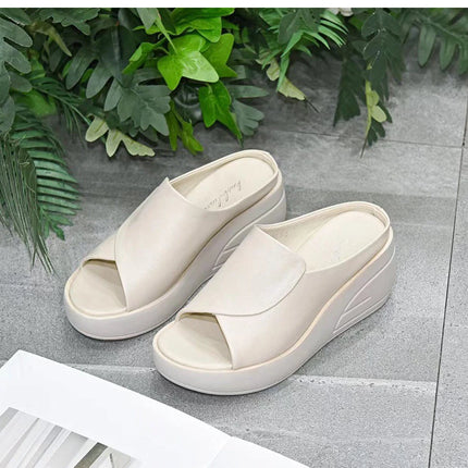Nuovi sandali da donna Pantofole da donna Piattaforma con zeppa nera Punta aperta Donna Ortopedia Fondo spesso Ciabatte da spiaggia con tacco alto
