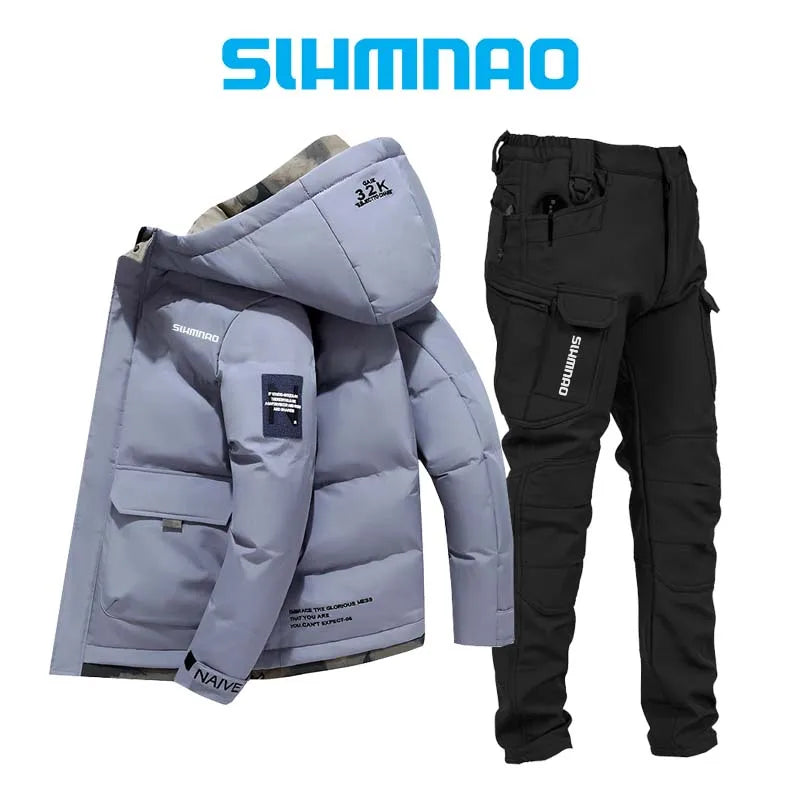2025 Outdoor Warm Thick Jacket and Tactical Pants, Winter Windproof, Cold-resistant, Warm Fishing, Cycling, Skiing, Clothing 06