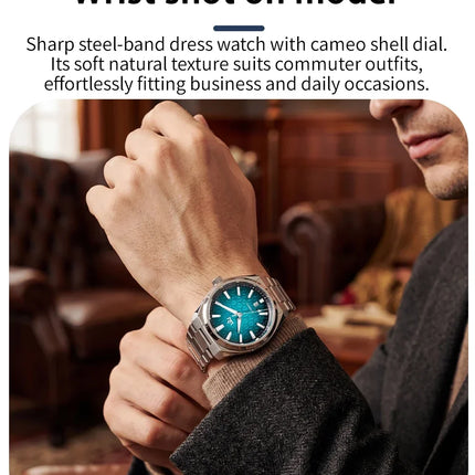 AddiesKin Luxury Men Automatic Watch ST2130 Movement Sapphire Crystal Mother Pearl Cameo Dial Stainless Steel Mechanical Watch