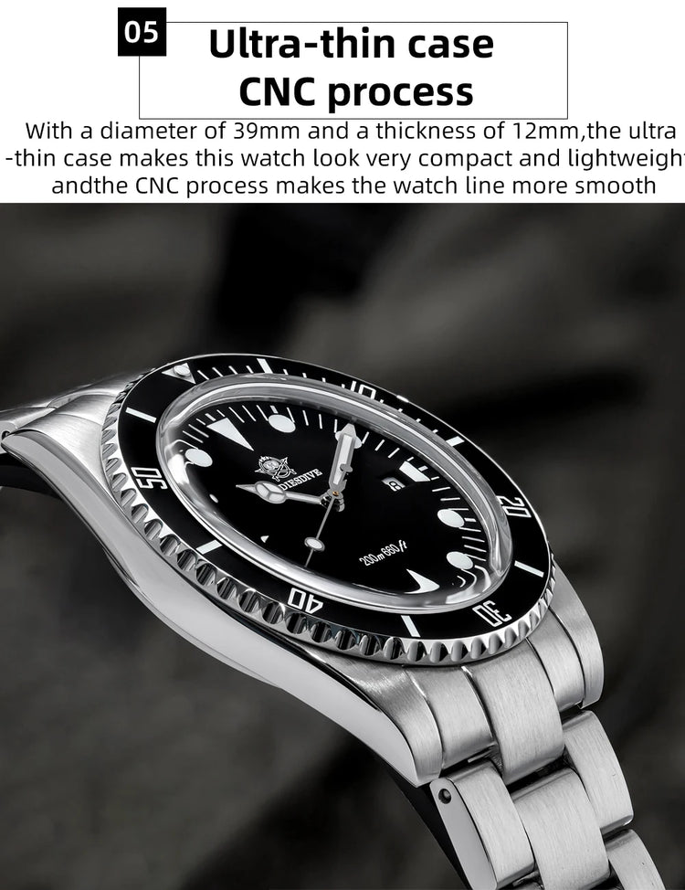 ADDIESDIVE New Gift Watch For Men AD2068 Quartz Watches 39mm Waterproof 200m Ceramic Bezel BGW9 Luminous Diving Leisure Wristwat