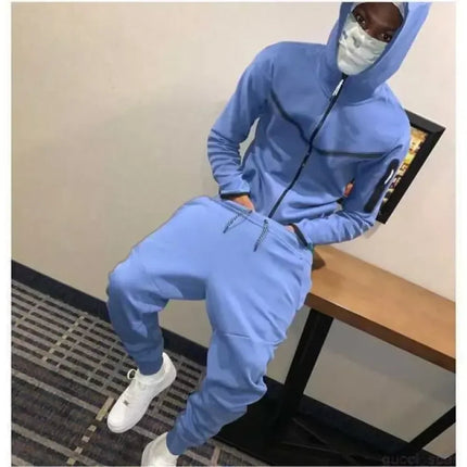 Men's Tracksuits Sports Suit Cotton Brand Tech Fleece Good Quality Hoodie Male Training Wear Sweatshirt Set Sweatpants PlatiNum
