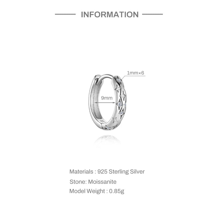 CANNER 1PC 6/7/8/9mm Moissanite 925 Sterling Silver Hoop Earrings Women Round Circle Piercing Earings Personalized Fine Jewelry PlatiNum