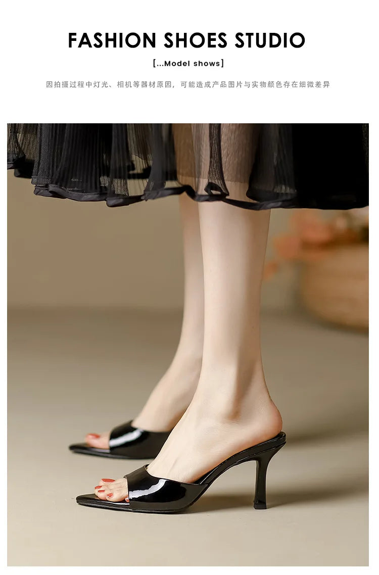Sexy Pointy Toe Thin High Heels Slippers For Ladies Elegant Style Summer Slip-on Outdoor Walking Sandals Mules Women Party Shoes