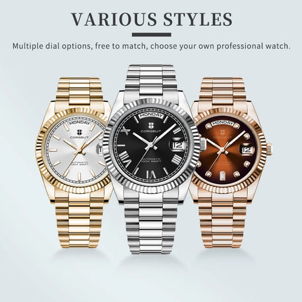 Custom Logo Diy 36/39MM Dial Automatic Mechanical Watches For Man Week Date Type Sapphire Luxury Waterproof Diving Man Watches
