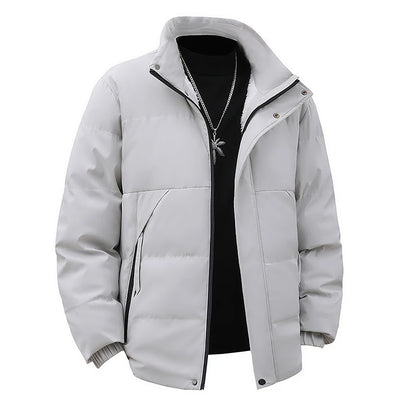 Winter Stand Collar Down Jacket Men Warm Plush Cotton Clothes Comfortable Versatile Parkas Thickened Fleece Lined Puffer Jackets