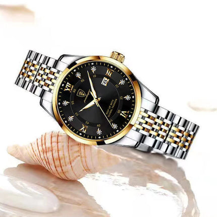POEDAGAR Orologio da donna di lusso Orologio da donna impermeabile in acciaio inossidabile con data luminosa Orologi al quarzo da donna semplici e casual alla moda platinumshop