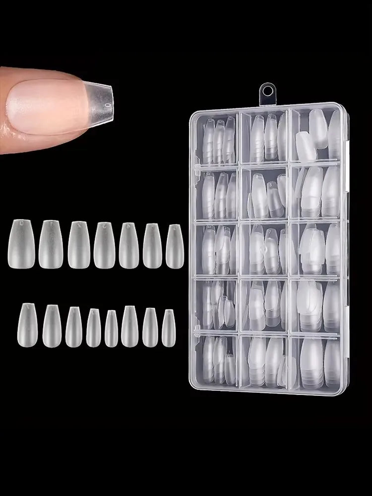 Box of 330 Short Almond Nail Tips - Upgraded Matte Gel Nail Stickers, No File, Pre-Shaped Full Coverage Short Almond Nails
