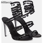 Sandali Crystal Wrap da Donna Estivi 2026, Scarpe da Sposa con Tacco Alto, Scarpe da Festa, Sandali con Cinturino alla Caviglia, Scarpe Designer con Tacco a Spillo