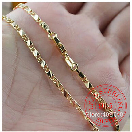 Real 925 Sterling Silver 16/18/20/22/24/26/28/30 Inch 2mm Gold Charm Figaro Chain Necklace For Women Man Wedding Fashion Jewelry PlatiNum