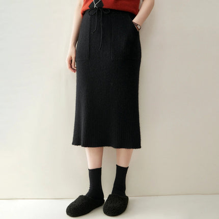 100% Cashmere Skirt Women's Clothes Over Knees Knitwear New Collection High Quality Autumn Winter Soft Warm Straight Long Skirt PlatiNum