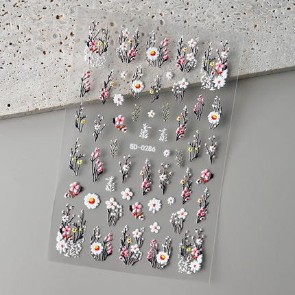 1Pc 3D Lavendar Flowers Stickers for Nails Spring Sakura Floral Leaves Self-Adhesive Sliders Decals Art Manicure for Decoration