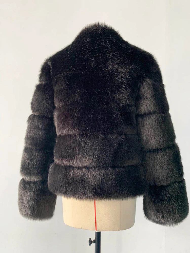 ZADORIN Fashion Thick Warm Winter Coat Woman Luxury Faux Fox Fur Coat Jackets Woman Stand Fur Collar Fake Fur Jacket Outerwears