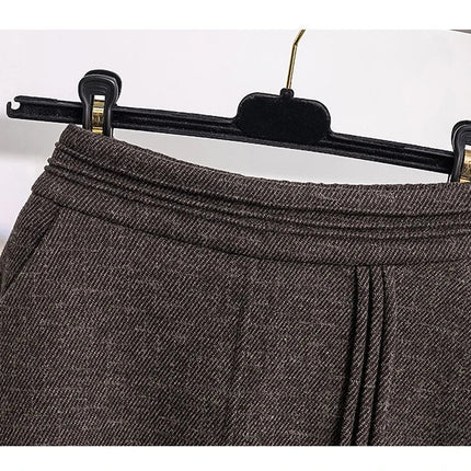 Thicken Woolen Skirt For Women Autumn Winter High Waist Loose A-Line Skirts Elegant Office Lady Mid-length Skirt PlatiNum