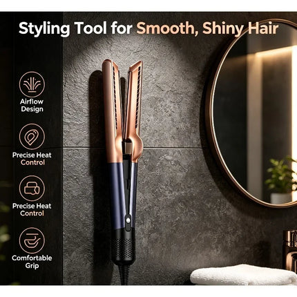Hair Straightener Hot Air Flat Iron 2 In 1 Styling Tool Negative Ion Hair Curler Adjustable Temperature For Salon Home Hair Styling Gift For Women