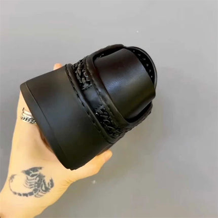 Mocassini Neri di Tendenza da Uomo, Scarpe Casual Traspiranti con Intaglio, Comode Scarpe Slip-on con Plateau, Mocassini da Uomo