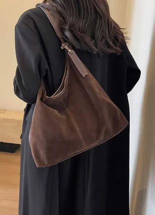 Women Suede Shoulder Bag with Zipper Hobo Bags Large Capacity Handbag Slouchy Bag Commuter Travel Bag Purses and Handbags PlatiNum
