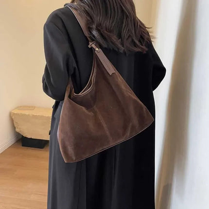 Women Suede Shoulder Bag with Zipper Hobo Bags Large Capacity Handbag Slouchy Bag Commuter Travel Bag Purses and Handbags PlatiNum