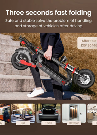 Monopattino elettrico iScooter iX8 2400W per adulti, 48V 20Ah, pneumatici fuoristrada da 12 pollici, pieghevole per il trasporto urbano, E-Scooter