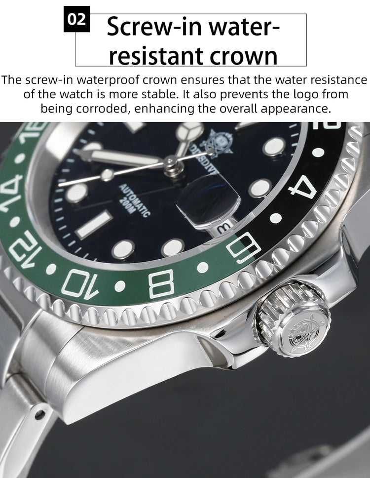 ADDIESDIVE 2025 New Men's Business Watch 200m Water Resistant 8215 Automatic Mechanical Watch Sapphire Crystal Luminous Watch