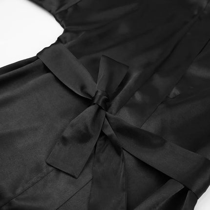 Accappatoi di piume Mini abito sexy in raso a maniche lunghe Vestaglia allentata per le donne Abito da sposa bianco Abiti da sposa neri