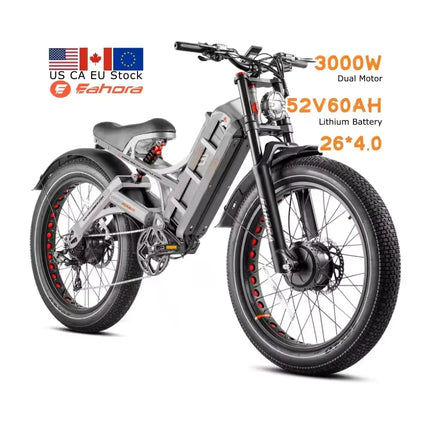 【Romeo pro2 spot】Bicicletta elettrica da città Romeo pro2 3000W con doppio motore, batteria integrata 52V 70Ah, pneumatici grandi, ruote da 26x4.0
