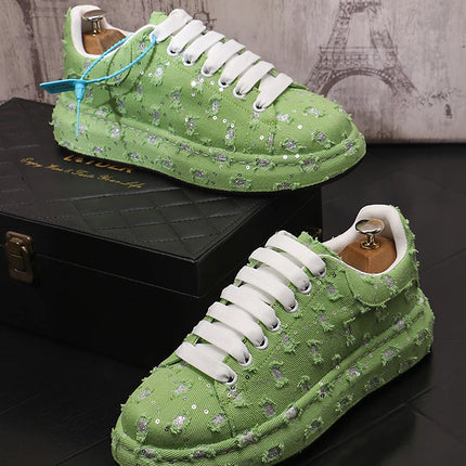 New Fashion Men Embroidery Canvas glitter Loafers Mens Casual Oxford Shoes Wedding Groom Driving Homecoming Business Footwear