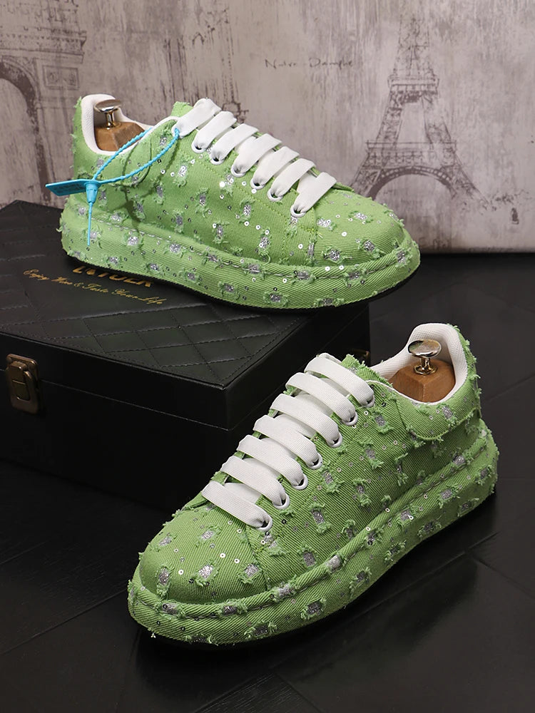 New Fashion Men Embroidery Canvas glitter Loafers Mens Casual Oxford Shoes Wedding Groom Driving Homecoming Business Footwear