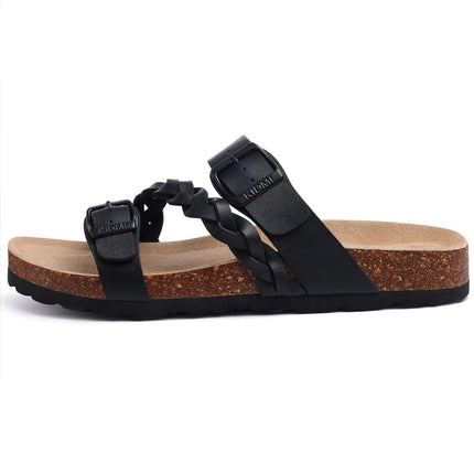 Crestar Sandali con pedana in sughero da donna Sandali scorrevoli slip-on con fibbia alla moda da donna Nuove pantofole comode estive con supporto per l'arco plantare
